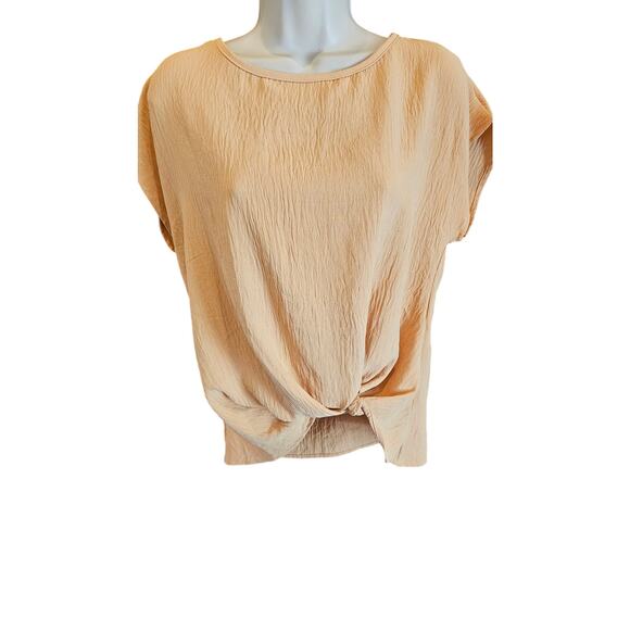 NWT Six Fifty yellow crinkle knot front sz small short sleeve oversized summer - Picture 1 of 7